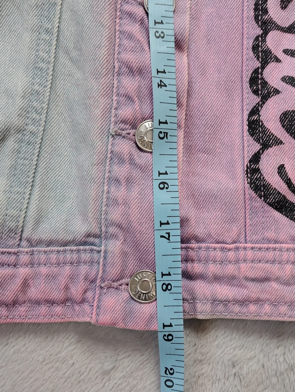 Justice Bazooka Gum Ring Pop Pastel Tie Dye 100% Cotton Denim Jacket Size 7/8